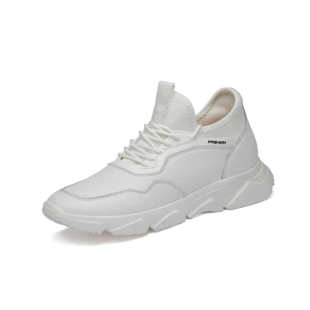 Tenis Blancos piel y tela Fashion 7